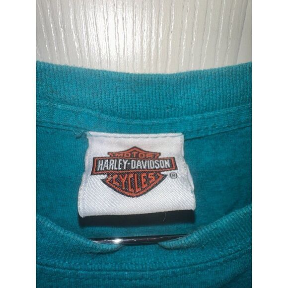 Harley Davidson Teal Graphic Short Sleeve T-Shirt Size 2XL - Picture 5 of 7